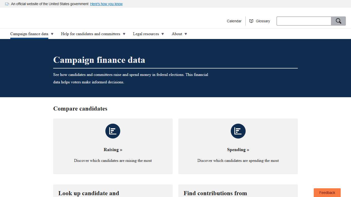 Campaign finance data FEC